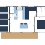 Exemple d'implantation Panorama 3 Chambres - Camping L'Océan* 5 étoiles
